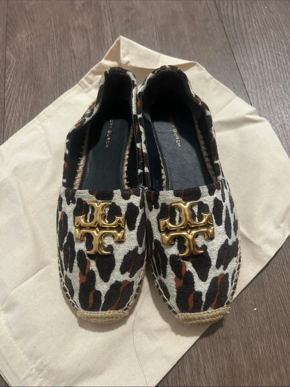 Tory Burch Leopard Print Espadrille Loafers with Gold Logo